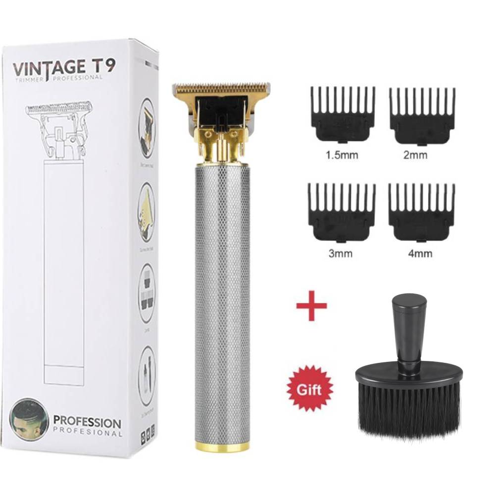 Recortadora de pelo Baldheaded T9 de 0MM, maquinilla para peluquero, escultura de Máquina para cortar cabello sin cuerda, Afeitadora eléctrica, afeitadora de barba, cortacésped para hombres: Silver Clipper