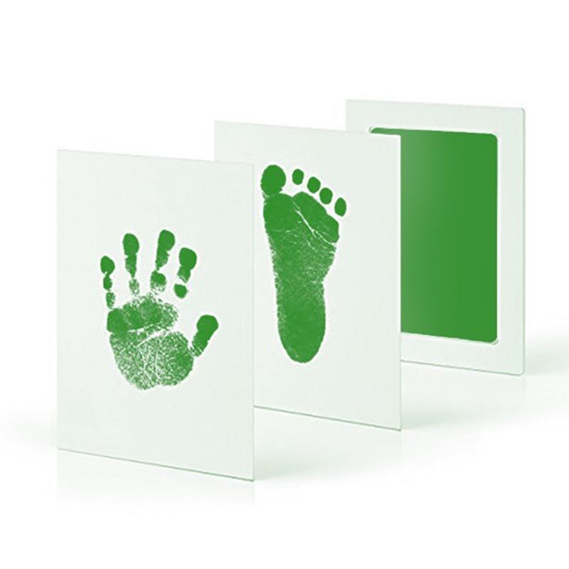 Pasgeboren Baby Handafdruk Footprint Opdruk Kit Baby Souvenirs Casting Pasgeboren Voetafdruk Stempelkussen Baby Klei Speelgoed Baby Cadeau: green