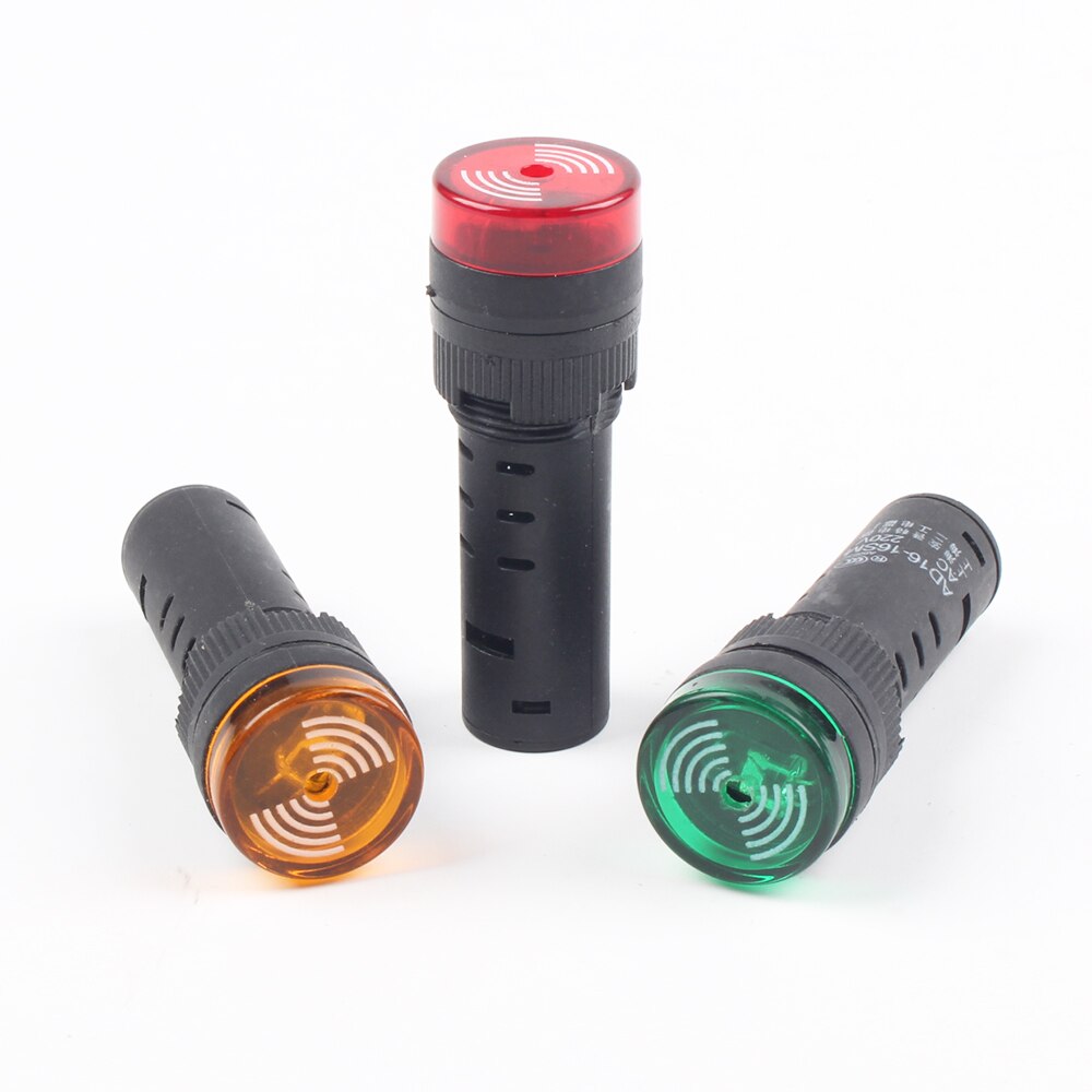 Colorful AD16-16SM 12V 24V 110V 220V 16mm Flash Signal Light Red LED Active Buzzer Beep Alarm Indicator Red Green Yellow