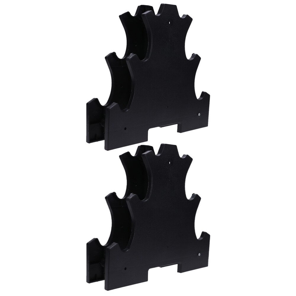 2pcs Hand Weights Rack Tower 3-Tier Dumbbell Holder for Home Gym (Black)