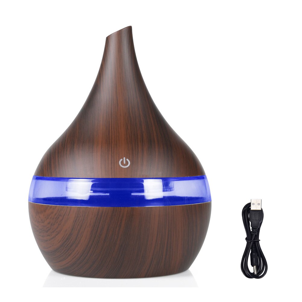 USB Essential Oil Diffuser Cool Wood Grain Air Humidifier Essential 7LED Ultrasonic Mini Mist Maker LED Light Aroma Aromatherapy: 1