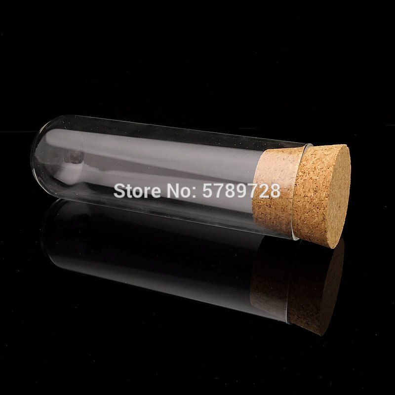 1pcs 45x150mm transparent round bottom glass test tube with cork stopper Flat - mouth thickened glass tube, teaching equipment