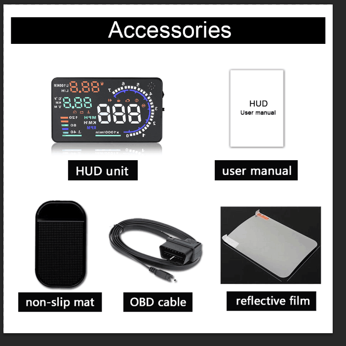 HUD Windscreen Projector OBD2 HUD Car Head Up Display 5.5&#39; LED OBD Scanner Speed Fuel Warning Alarm Data Diagnostic Tool