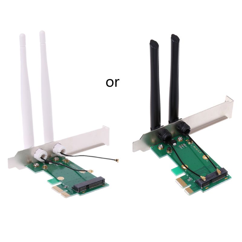 Trådløst nettverkskort wifi mini pci-e express til pci-e adapter 2 antenne eksterne pc-nettverkskort