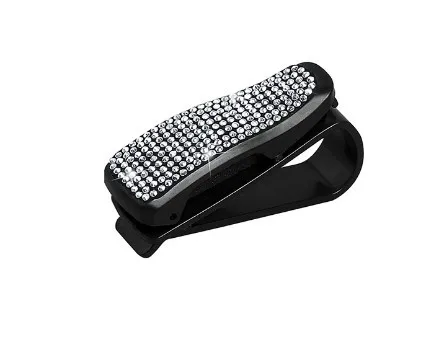 Diamant Brilhouders Auto Zonneklep Zonnebril Brillen Mount Met Ticket Card Clip Auto-interieur Accessoires Brilhouder: Black