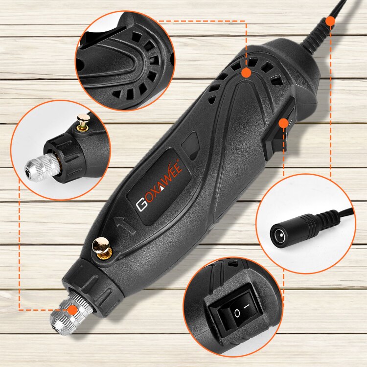 Goxawee – Mini perceuse électrique, outils rotatifs, graveur pour Dremel, outils électriques pour bois, métal, coupe, meulage, accessoires de polissage