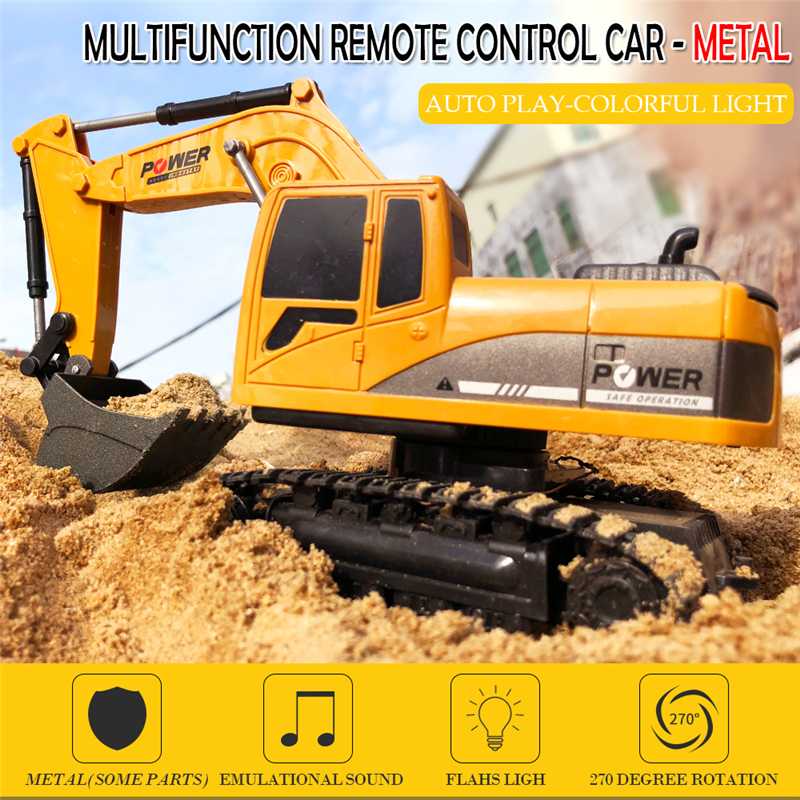 1:24 Rc Graafmachine Speelgoed 2.4Ghz 6 Kanaals Afstandsbediening Techniek Auto Metalen En Plastic Voertuig Rtr Voor Kids Kerst