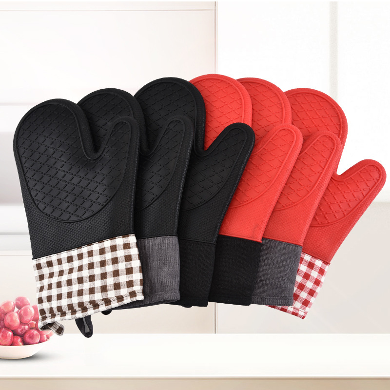Ein Stck Silikon Handschuhe Mikrowelle Handschuh verrotten Schwarz Wärme Beständig Tablett Schüssel Halfter Küche Backen Kochen Werkzeug Pad Hand Clip