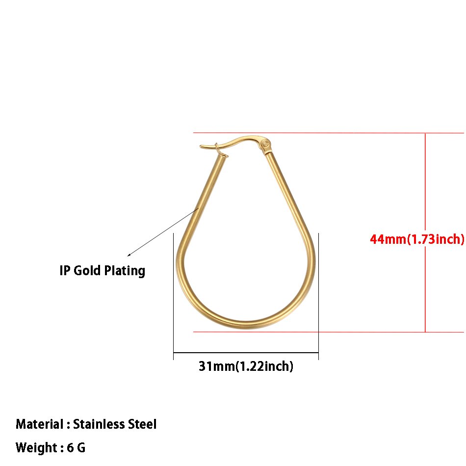 Geometric Hoop Earrings For Women Stainless Steel Gold Color Big Large Earrings Statement Jewelry: 1794 Gold 31mm