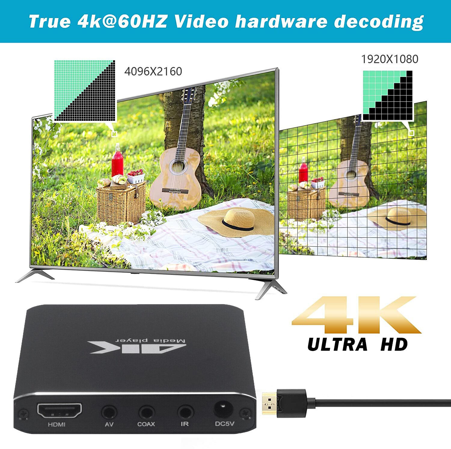 Mini 4K H.265 Advertising Player With TF/AV/HDMI/USB Disk 1080P Full HD Media Player Support Mouse Multimedia Players