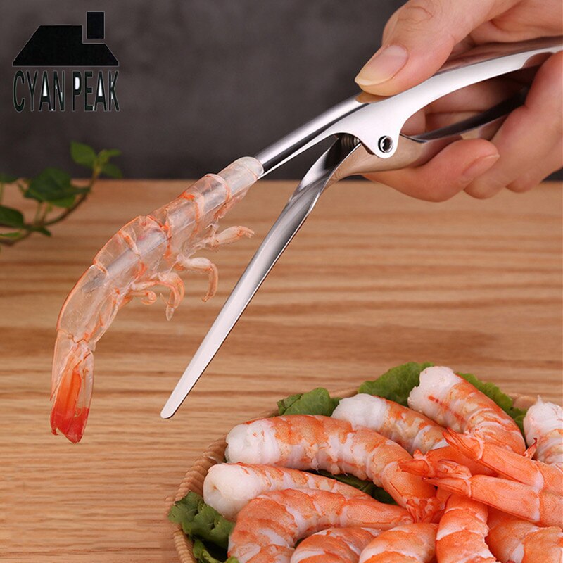 Décortiqueur de crevettes en acier inoxydable, pour fruits de mer,fournitures de cuisine pratiques, outil de décortication portable, couteau de pêche, éplucheur