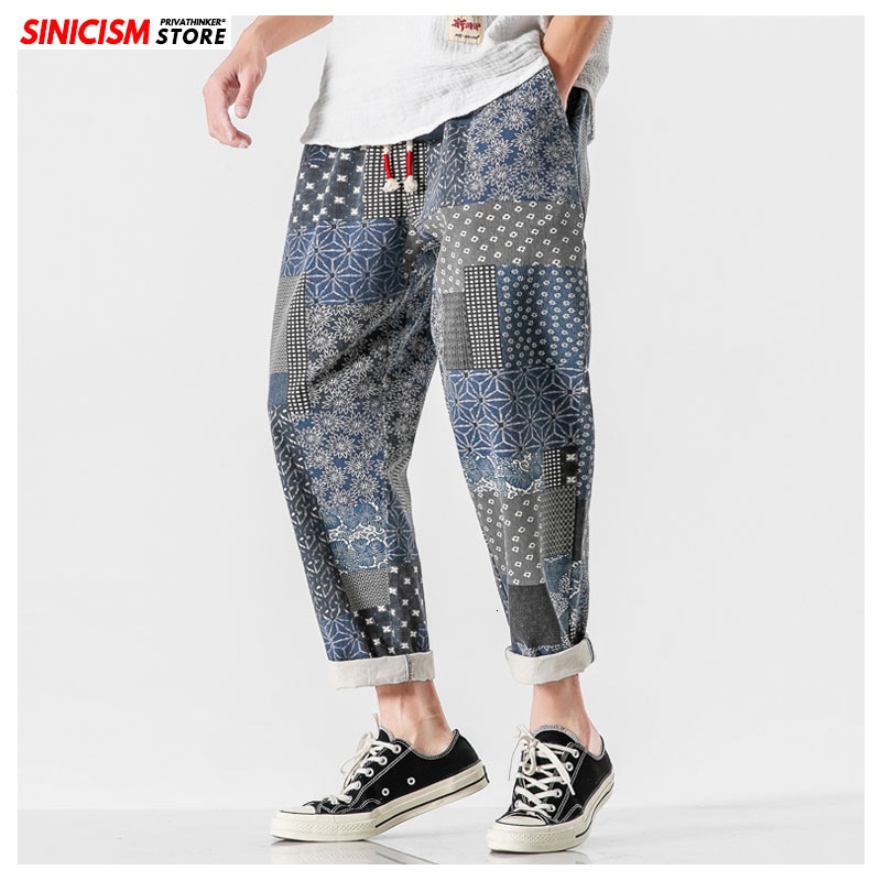 Sinicism butik mænd streetwear hip hop print afslappet joggers tøj mænd løse haremsbukser herre tie dye vintage bukser