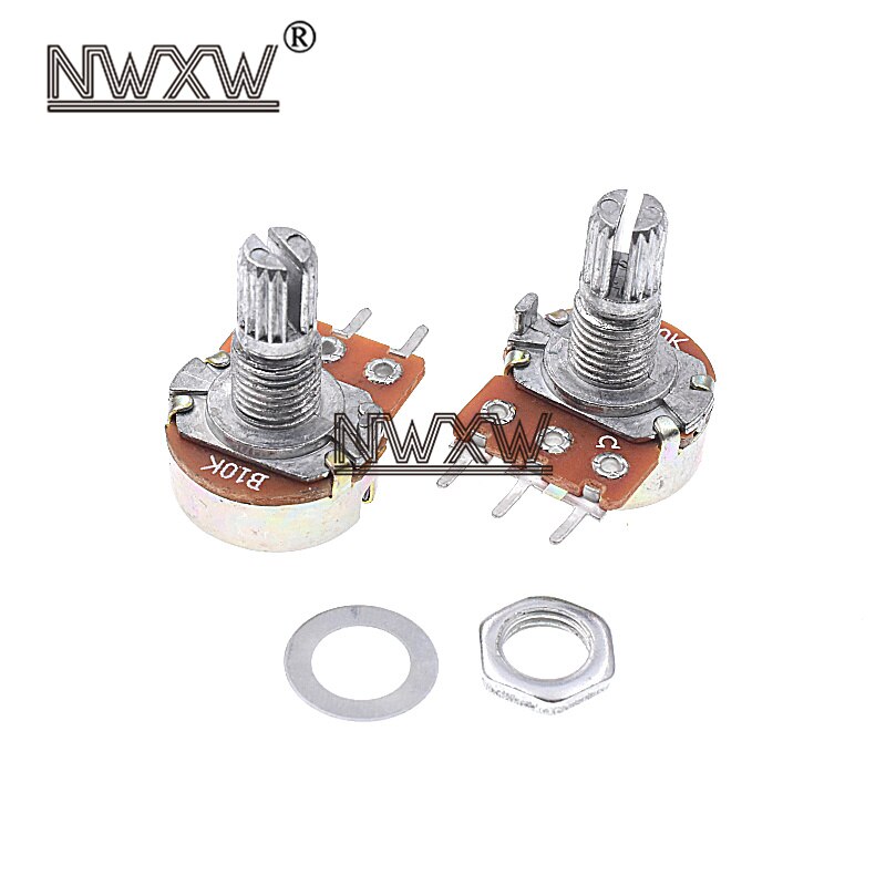 5pcs/lot WH-148 B10K 10k single 3-pin volume adjustment potentiometer B103 shaft length 15mm with nut and washer