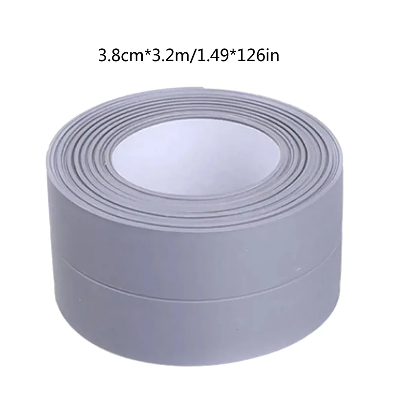 1 Roll of Waterproof and Mold Proof Toilet Sealing Strip, Kitchen Bathroom Self-adhesive Sealing Tape, Bathroom Waterproof Tape: grey