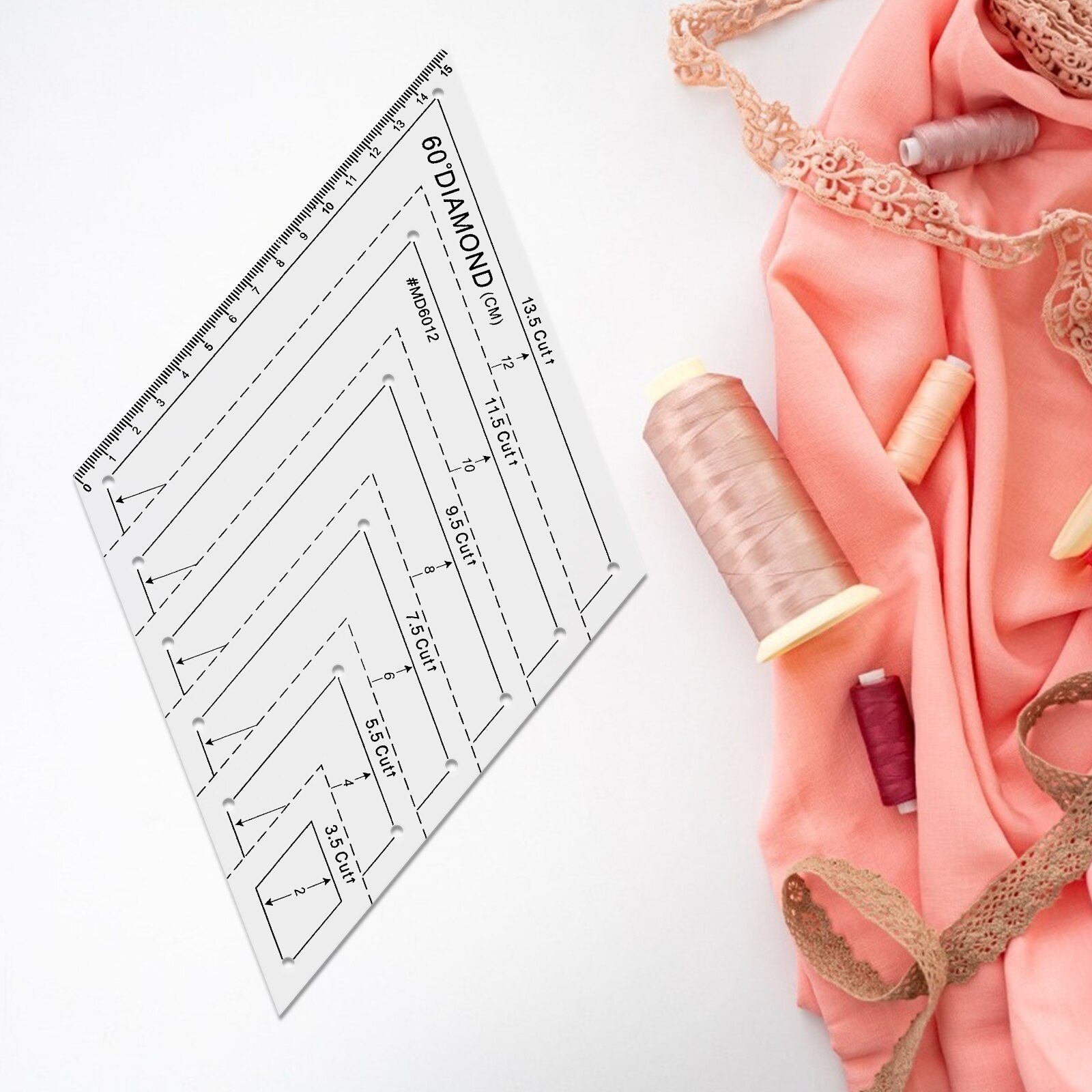 2Pcs Useful Patchwork Sewing Rulers DIY Fabric Sewing Ruler Plastic Measure Rulers