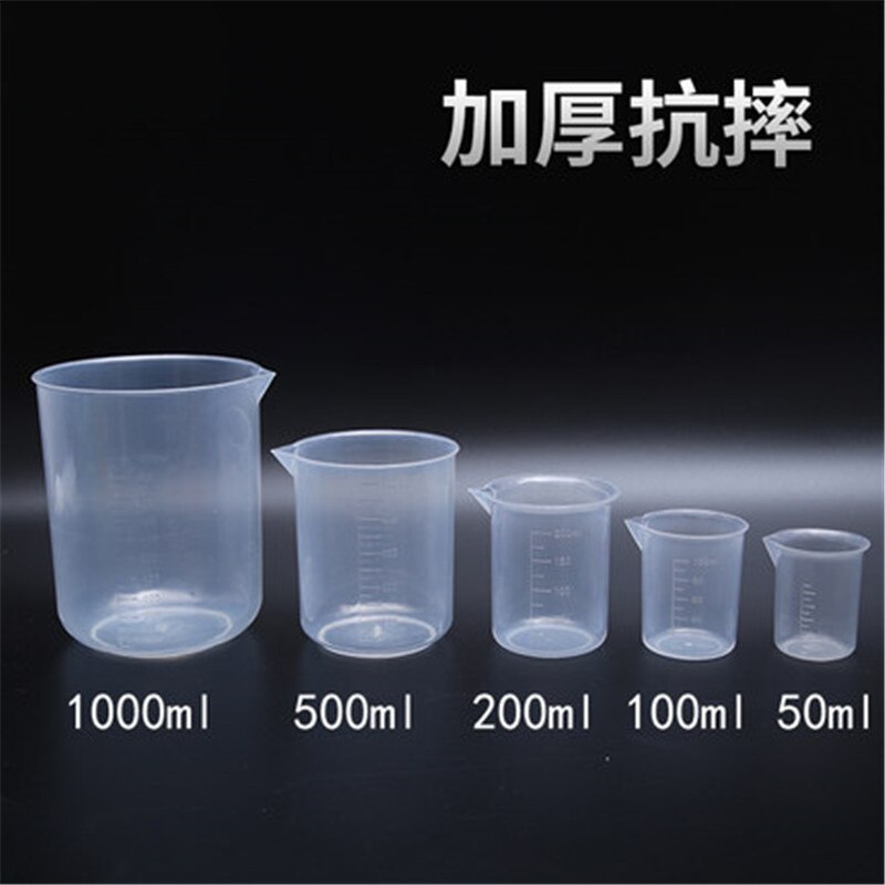 Office teacher supplies classroom experimental consumables thick plastic measuring cup 50/100/200/250/500/1000ml beaker