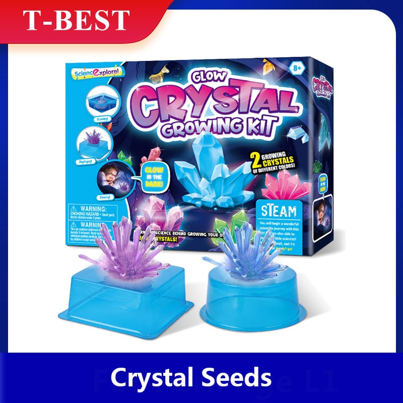 Crystal Growing Kit STEAM Chemical Science Experiment 2pcs Luminous Crystal Educational Craft DIY Projects Kits Lab Experiment