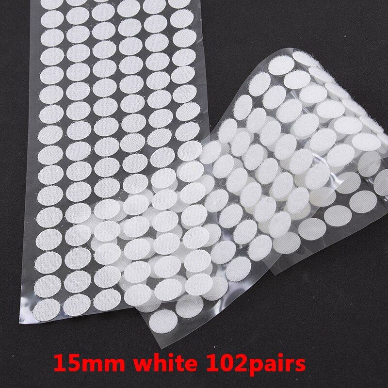 Kleurrijke Klittenbandsluitingen Lijm 10-30 Mm Zelfklevende Tape Haak Lus Nylon Magic Boob Tape Sticker Thuisgebruik Sterke lijm 100Pairs: 15mm white 102 pairs