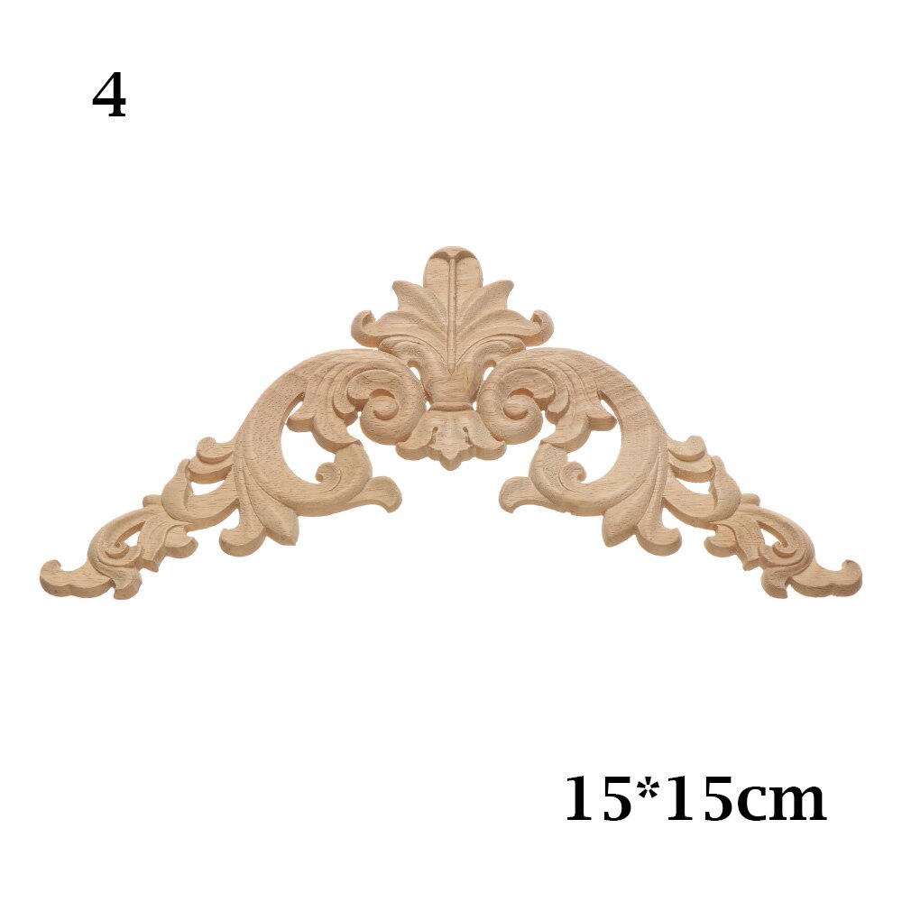 Figurines en bois sculpté à motif Floral naturel, applique d'angle, meuble d'angle, décoration Unique, décoration: 4