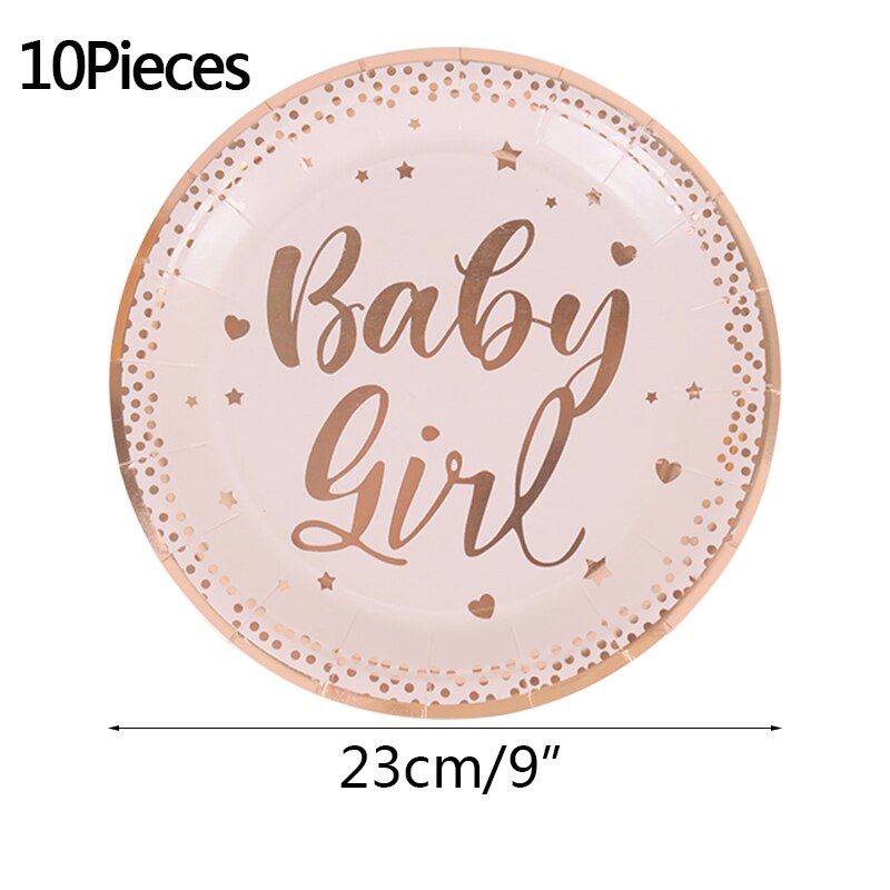Rose Gold Wegwerp Servies Set Papieren Borden Cups Baby Meisje Verjaardag Bruiloft Bachelorette Party Decora Baby Shower Servies: B01-10Pieces