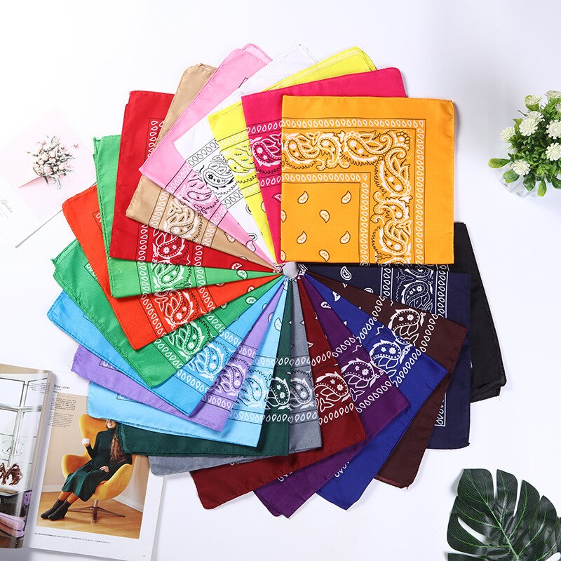 Foulard Bandana noir unisexe, style Hip Hop, bandeau pour cheveux, foulard carré pour le cou et la tête, mouchoir imprimé