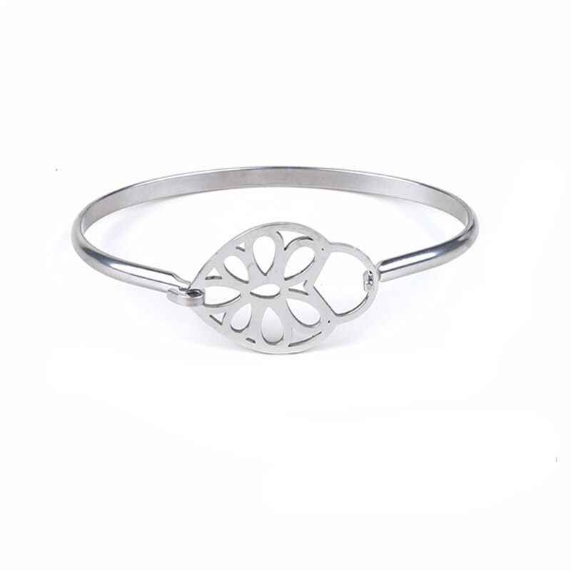 Stainless Steel 4-Styles Heart Leaf Bracelets Luxurious Jewelry For Women Silver Color Love Bangles Christmas: 01