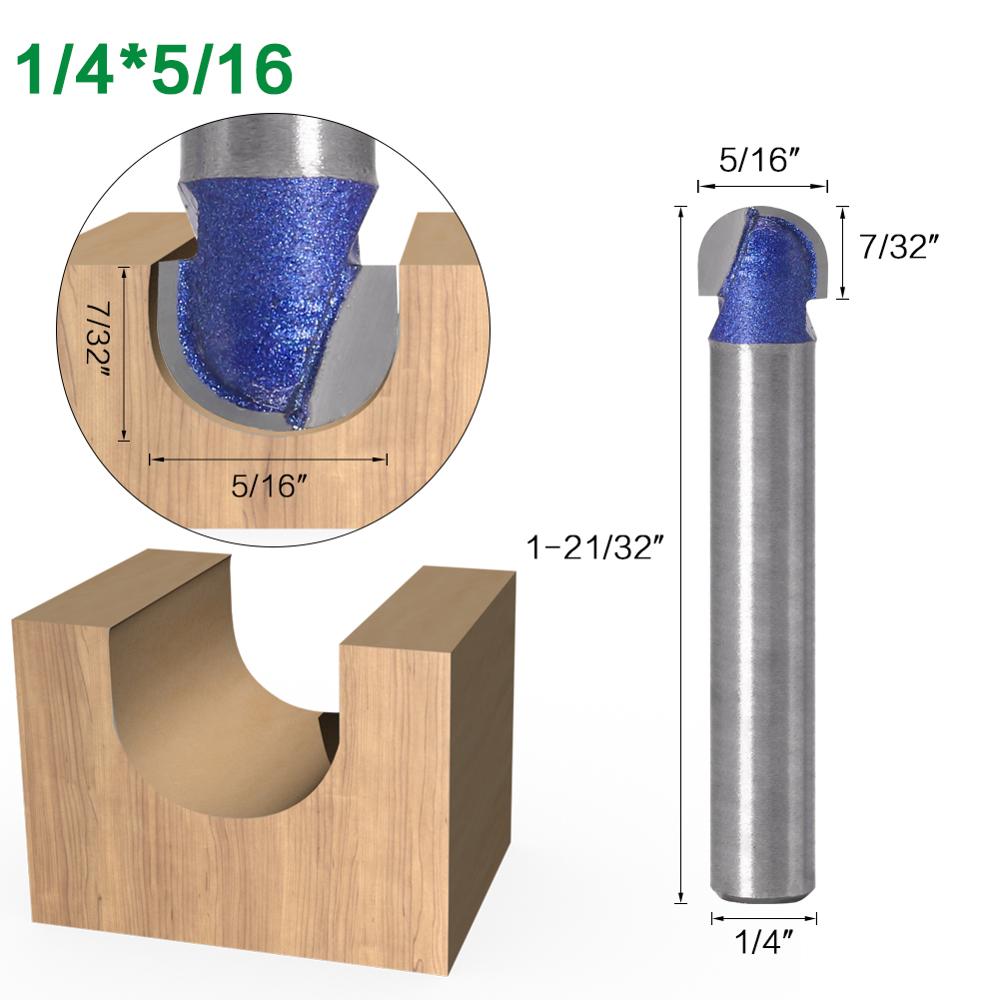 1pcs 1/4″Shank level Ball Nose Router Bits Set End Mill Round Cove Box Solid Carbide CNC Radius Core Milling Bit: 6.35mmX7.96mm