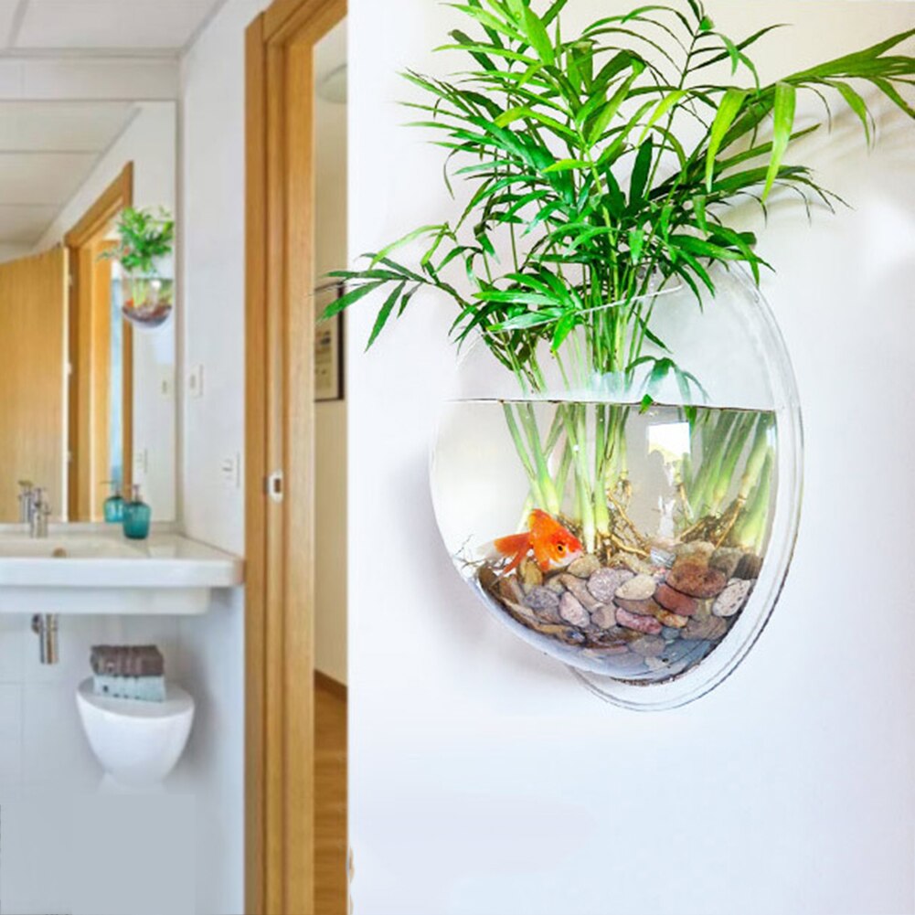 Acquario Da Parete In Acrilico - Vaso Appeso Per Pesci O Piante, Decorazione Casa - Foto 6