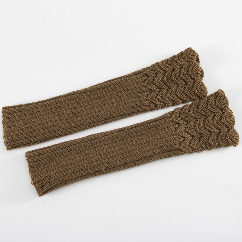 Femmes main plus hiver Gants bras Crochet tricot lisse mitaine sans doigts gant Gants Femme offre spéciale: khaki