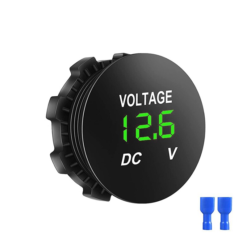 DC 12V-24V Waterproof Voltmeter with LED Digital Display Tester Gauge Meter Voltage for Marine Boat Vehicle ATV UTV Motorcycle: Green