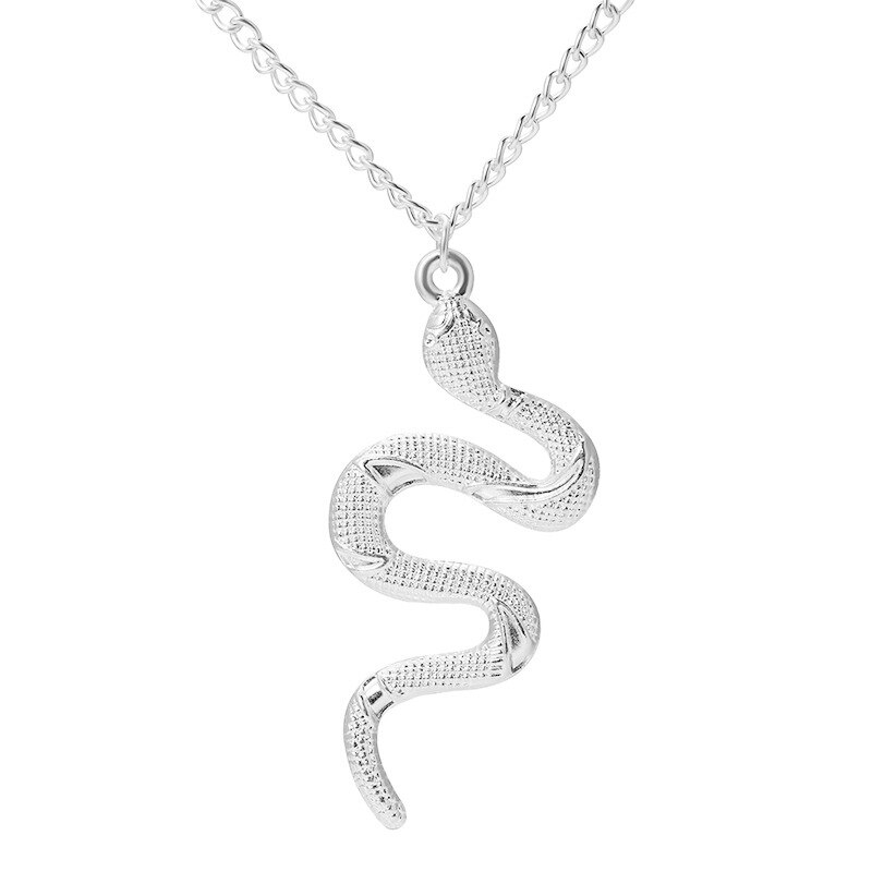 Punk Stijl Retro Snake Hanger Ketting Voor Vrouwen Unieke Goud Zilver Kleur Kettingen Charm Ketting Mannen Pouplar Sieraden Bijoux: silver