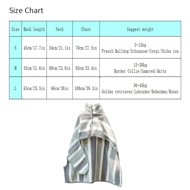 Dog Bathrobe Absorbent Pet Quick Drying Bath Towel Dog Bath Towel Large Small Dogs Clean Absorbent Bathrobe Full Body Wrap Cat