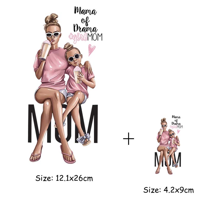 Vrouw moeder thermo sticker op kleding strepen strijken op kleding stickers warmteoverdracht diy thermische patches voor meisjes: Gemengd