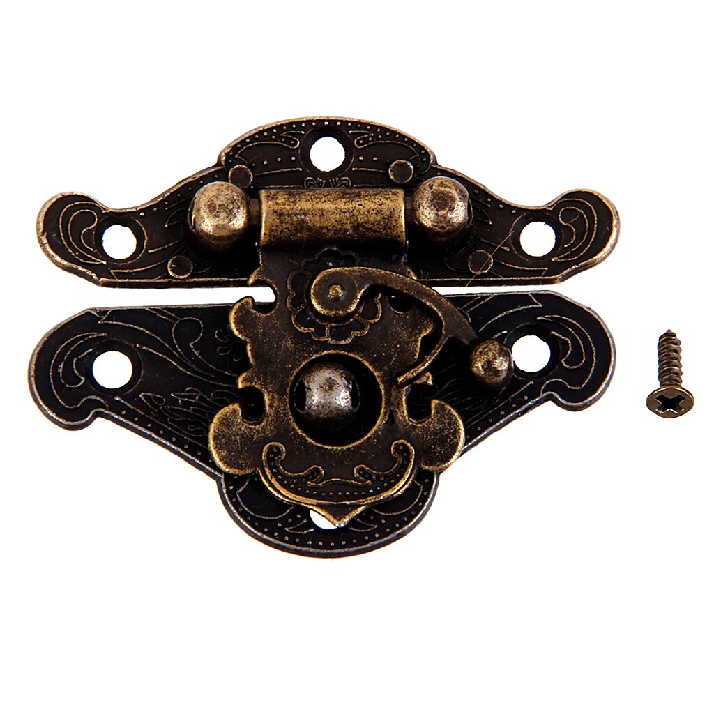 10Pair Antique Hasp Padlock Latch Hardware For Jewelry Box Trunk Bronze C069