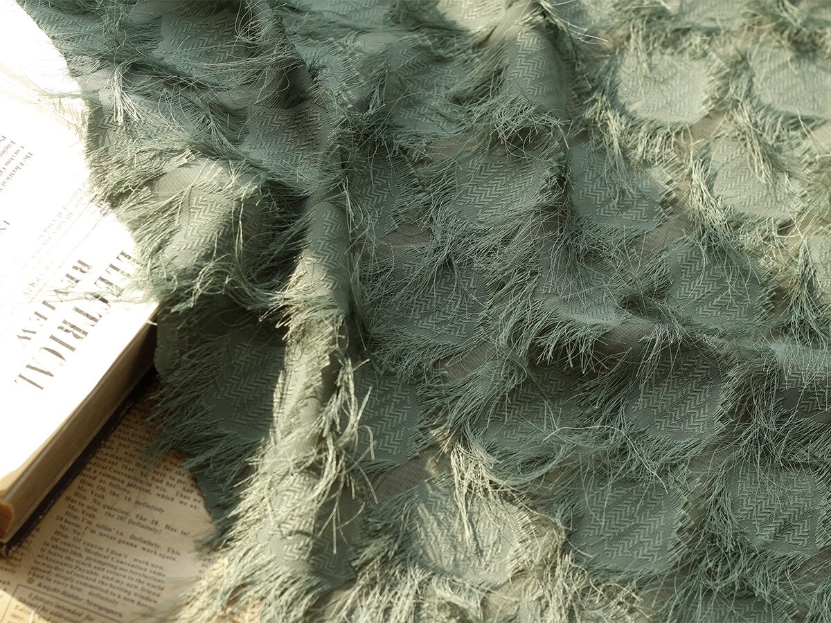 tissu Jacquard en mousseline de soie à fleurs, étoffe à carreaux en Polyester tissé teint pour robe printemps et été, vêtements au mètre: 03 green