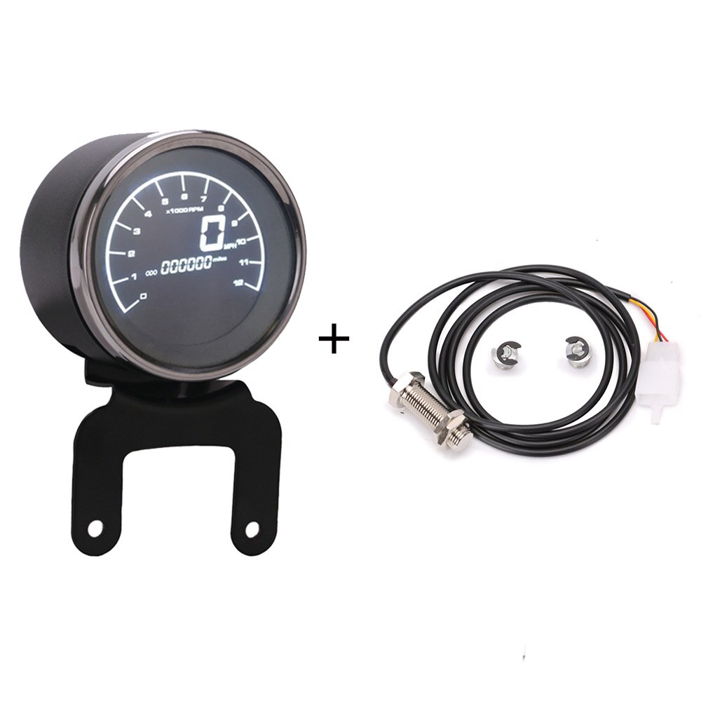 Motorcycle Led Multi-Functional Digital Odometer Speedometer Tachometer Fuel Level Meter Indicator Motorbike Gauges Instrument: With sensor-A