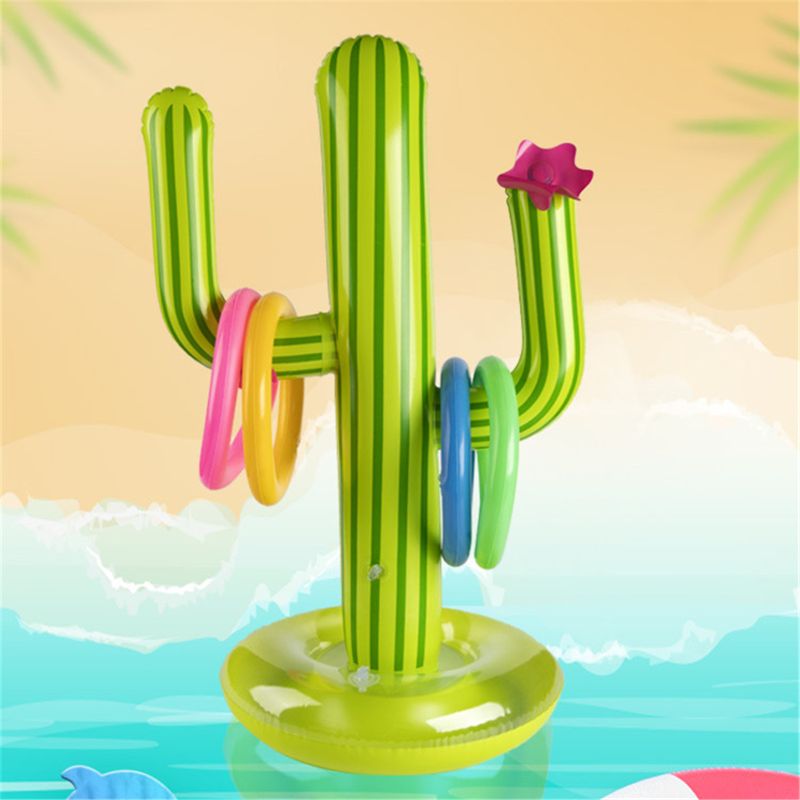 5 Pcs Opblaasbare Cactus Ring Toss Spel Opblaasbare Toss Spel Pool Speelgoed Luau Feestartikelen Indoor Outdoor Spel Voor Kinderen volwassenen