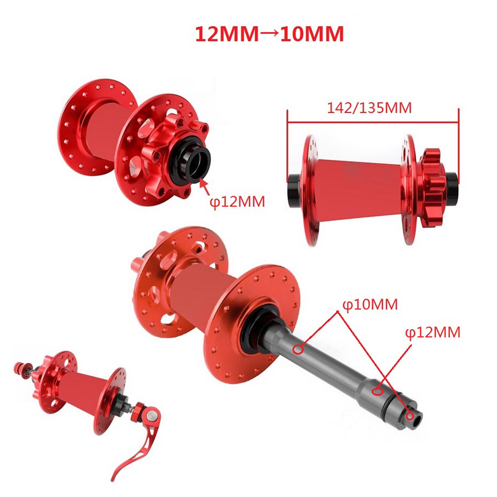 12mm to 10mm Bike Quick Release Thru Axle Hub Adapter Mountain Road Bike Quick Release 135/142/148mm Hub Adapter