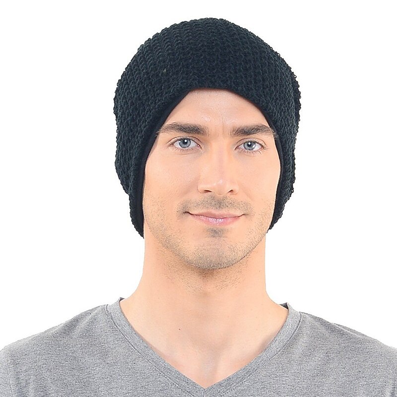 Mens Slouchy Lange Mütze betroffen Kappe für Sommer Winter Übergröße schwarz
