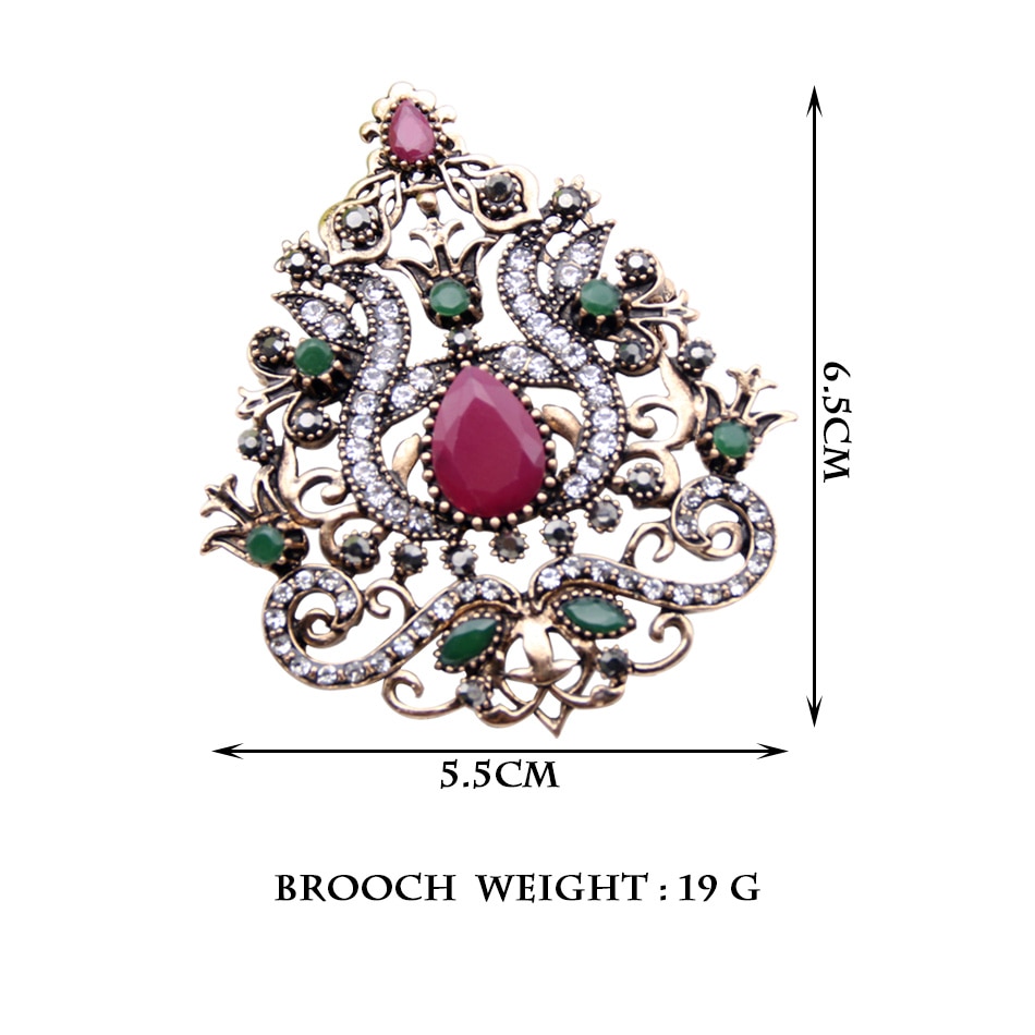 Romantic Flower Morocco Brooch Gold Color Rhinestone Women Brooches Lapel Hijab Scarf Pins Ladies Wedding Party Festival