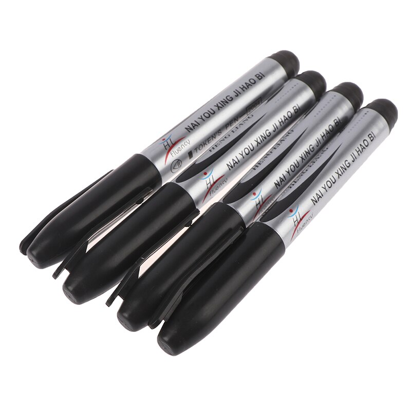 4 stücke Schwarz dauerhaft Öl Marker Stift Zeichen Stifte für Papier Metall Glas Kennzeichnung Stift Büro Schule Liefert Große Kapazität stift