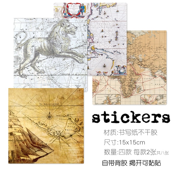 8 ark / mye årgang kart magasin avis klistremerke diy håndverk scrapbooking album søppel journalplanlegger dekorative klistremerker