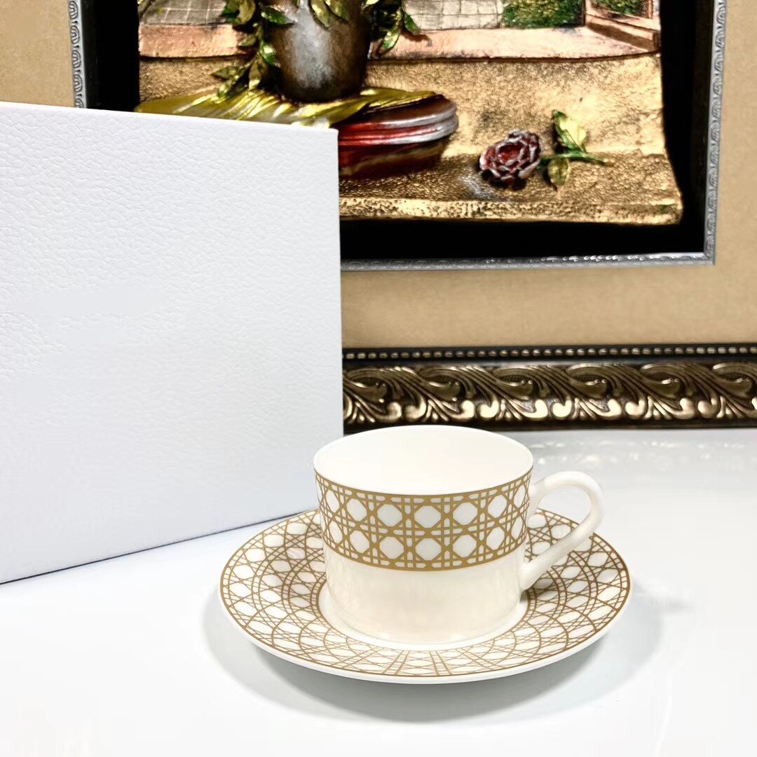 Tasse à café en rotin doré, à carreaux, en céramique, thé, noir, vaisselle, Animal, de mariage et de pendaison de crémaillère