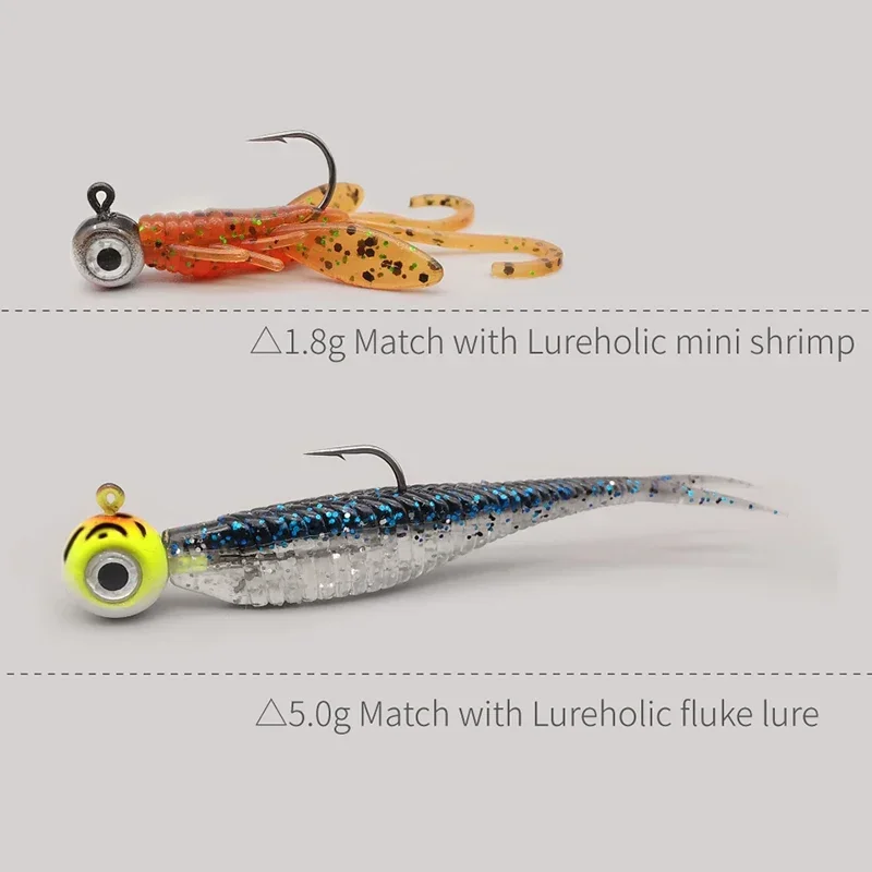 groß Augen Jig Kopf Angelhaken mit Mustad-Haken, 1,8 g, 3,5 g, 5 g, 7 g, 10 g, Fischkopf-Angelhaken für weiche Wurm-Angelgerät-DIY-Bausatz