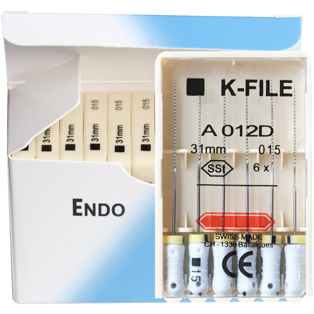 K-FILE Dental de acero inoxidable, limas de Endodoncia de uso manual, productos de laboratorio de odontología, 21/25/31mm, 10 paquetes/caja: Beige