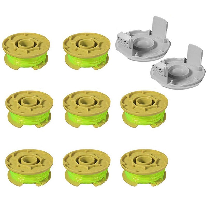 11Ft 0.080 pouce remplacement tondeuse bobine pour Ryobi One Plus + AC80RL3 sans fil coupe-bordures ligne recharges (8 bobine + 2 capuchon)