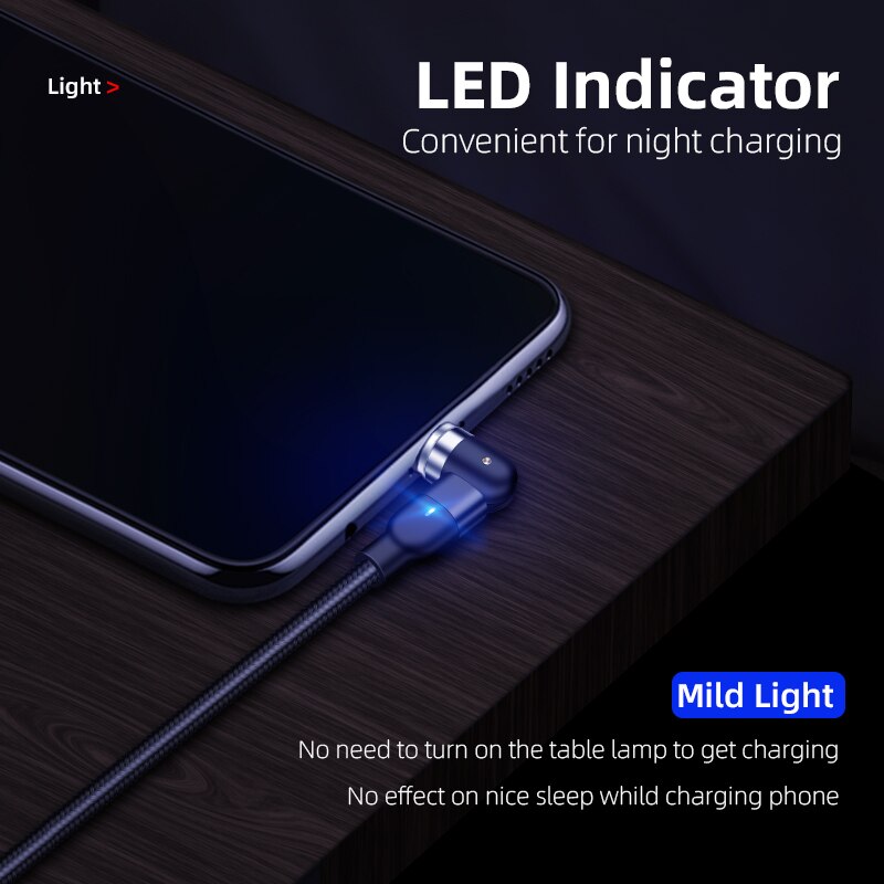 1m Magnetic Cable 540 Degree Rotate Micro USB Type C Cable Magnetic Fast Charging Cable For iPhone 11 Pro Max Huawei