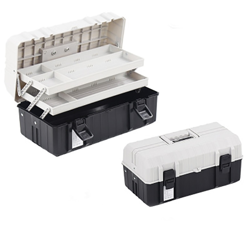 17 Inch Three Layer Plastic Foldable Toolbox Household Maintenance Electrician Tool Storage Case Multi-functional Box