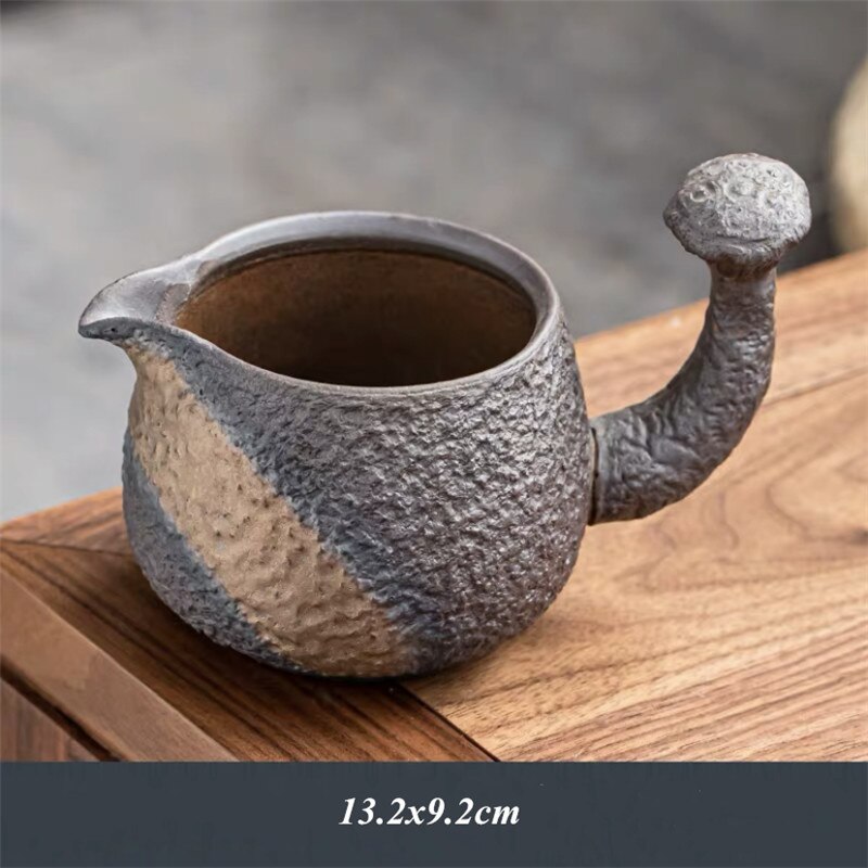 Ceramic Stone Mill Tea Strainers Handmade Tea Leaf Spice Filter Retro Kung Fu Pottery Fair Cup Office Tea Set Drinkware: E