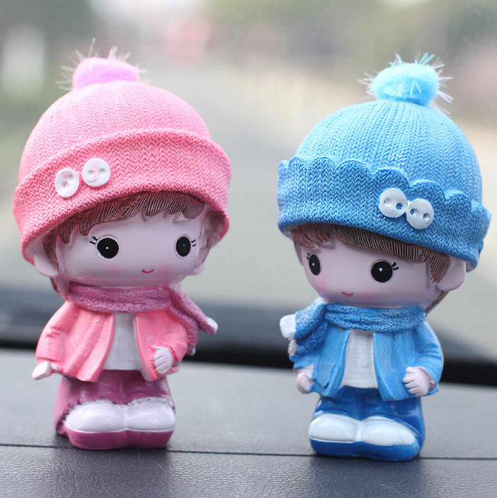 4 # Wishing Paar Beeldjes Leuke Auto Pop Ornamenten Auto-interieur Decoraties Beeldjes Miniaturen Beste Voor Uw Liefhebbers: E